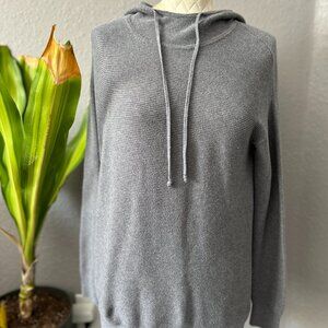 Athleta Gray Ribbed Hoodie Pullover Sweater Textured Hooded Sweatshirt X-Small